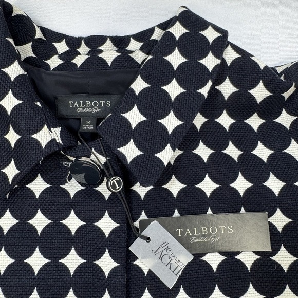 NEW Talbots Jackie Fit Polka Dot Blazer Jacket 100% Cotton Womens Size 14 Preppy - Picture 7 of 14